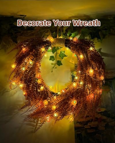 Fall Decor Lights 10Ft 30 LEDs Thanksgiving Decoration Battery Operated Acorn 3D Pumpkin Maple Leaf String Lights Fall Lights for Home Autumn Garland Harvest Halloween Party Christmas - Image 2