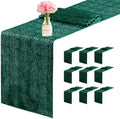 10 Packs 12 x 72 inches Sequin Table Runner, Hunter Green Glitter Table Runner for Birthday Party Supplies Wedding Engagement Baby Shower Holiday Celebration Event Decorations by Yblut