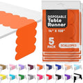 Orange Scallop Table Runner, Disposable Plastic, 5 Pack, 14x108in by Swanoo