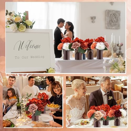 Zeyune 6 Set Artificial Centerpiece, Orange,White, Classic Style - Image 4