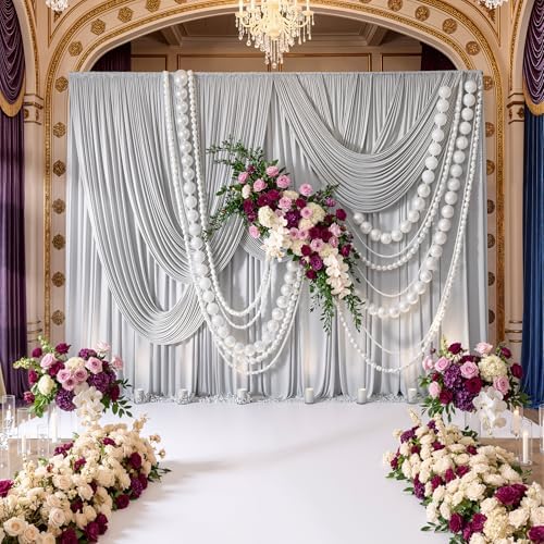 30ft x 10ft Wrinkle Free Silver Backdrop Curtain for Parties, Thick Fabric Backdrop Drapes for Wedding Space Birthday Party Photography Background Baby Shower Decor - Image 3