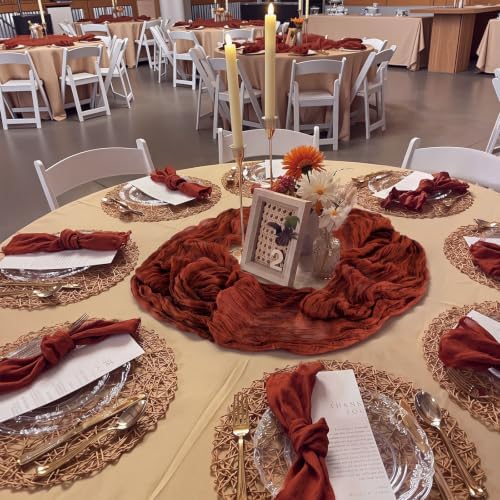 6 Pcs Fall Thanksgiving Cheesecloth Table Runners 118" Boho Gauze - Image 6