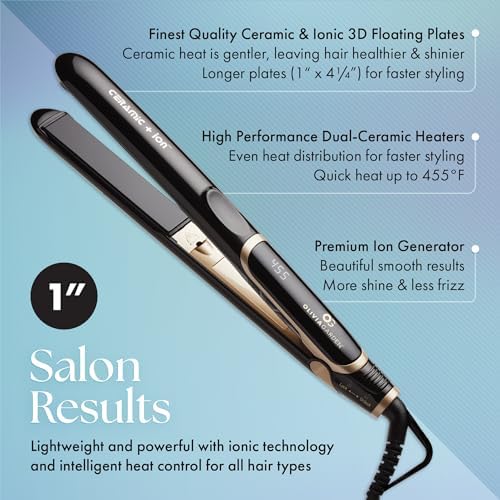 Olivia Garden Ceramic + Ion Pro Flat Iron - Dual Voltage, 11 Temps, 3D Floating Plates - Image 2
