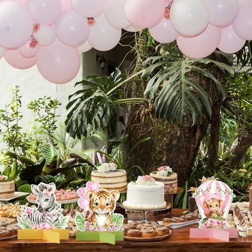 Gueevin 10 Pcs Safari Honeycomb Centerpieces for Baby Shower, Blush Safari - Image 5