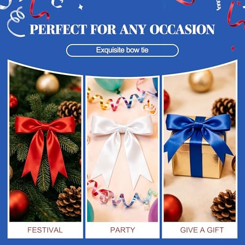 2 Strings Christmas Tree Bows, Red Blue White Bow Christmas Garland - Image 5