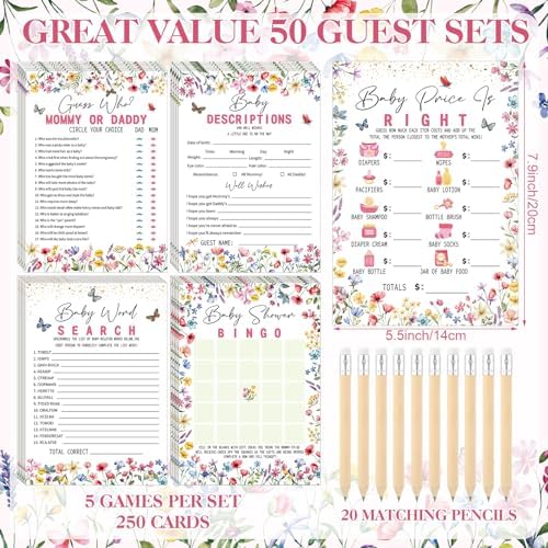 Patelai 321 Pcs Baby in Bloom Baby Shower Decoration Game Wildflower Supply - Image 6