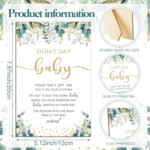 Patelai 321 Pcs Baby Shower Games Supplies, Greenery - Image 5