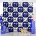 NISOCY 36PCS Navy Blue and Silver Square Foil Balloons Wall Backdrop by NISOCY
