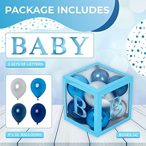 44-Pc Baby Shower Boxes & Balloons, Gender Reveal - Royal Navy Blue - Image 3
