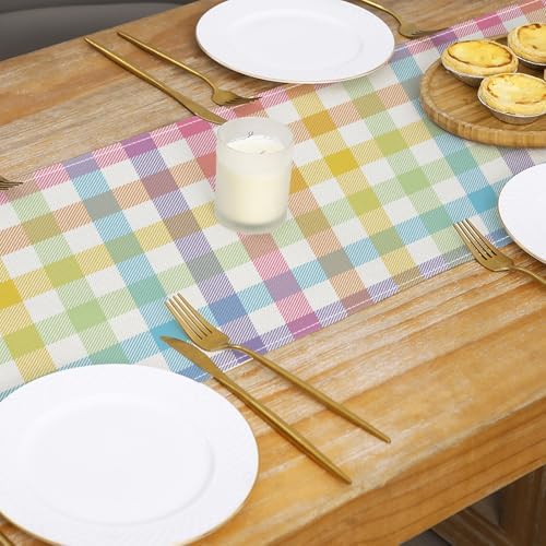 ONFAON Easter Buffalo Plaid Check Table Runner Spring Holiday Decoration Farmhouse Home Dining Room Kitchen Table Decor (13" x 72") - Image 5
