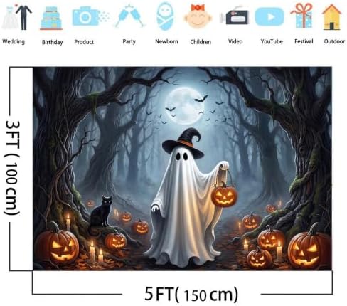 8 x 6 ft Halloween Ghost Forest Backdrop Photo Background Party Decoration - Image 4