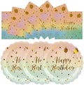 50PCS Happy Birthday Paper Plates and Napkins Set - 7 Inch Colorful and Gold Birthday Cake Plates Scalloped Dessert Plate Disposable Tableware for Birthday's Party Supplies Decorations by Unknown