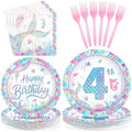 Greencian 96Pcs 4th Mermaid Birthday Party Decoration for Girls, Serve 24 by Grencian