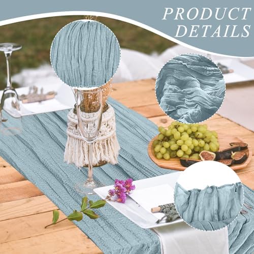 12 Pack Cheesecloth Table Runner, Runner Gauze Boho Wedding Decor Romantic Table Runner for Wedding Birthday Party(35" x 118")(Grayblue) - Image 3