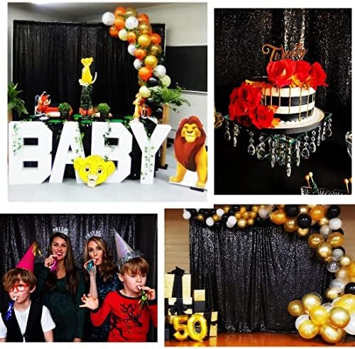 Poise3EHome Black Sequin Backdrop,8FT x 10FT Sequin Photography Backdrop Curtain for Party Decoration - Image 3