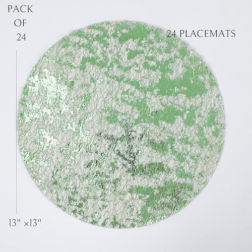 24 Pcs Sage Green Placemats Round Disposable Glitter Charger 13" - Image 5
