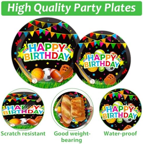 200 pcs Happy Birthday Party Plates and Napkins Kit Sports Themed Birthday Tableware Soccer Basketball Party Supplies For Baby Shower Sports Game Activities and Ball Fans Club celebrations Service 50 - Image 3