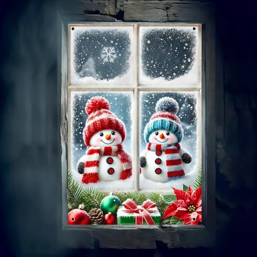 BlissYard Snowman Duo Christmas Window Banner 31x47 Polyester - Image 6