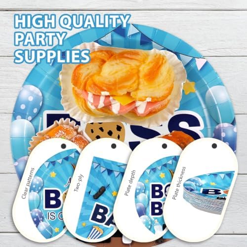 96Pcs Boss Theme Baby Shower Party Decorations for Boys, Serves24 - Image 6