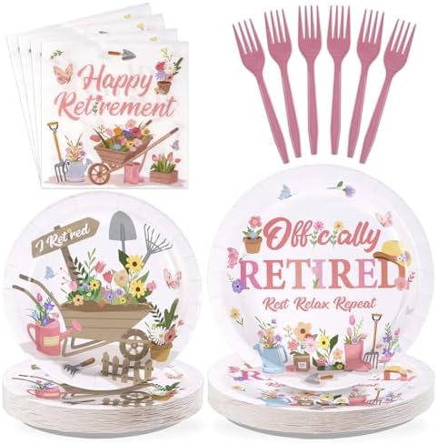 96 Pcs Garden Retirement Party Decoration for Women, Serves 24 by Greencian
