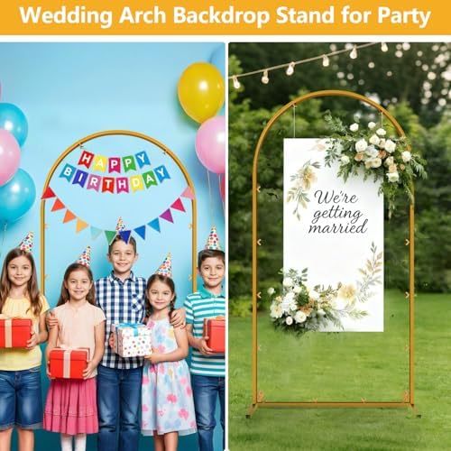 6 FT Wedding Arch Frame Backdrop Stand for Party, Balloon Arch Stand, Wedding Arches for Ceremony, Metal Gold Arch Frame Backdrop Stand for Bridal Baby Showers Birthday Decoration Photo - Image 5