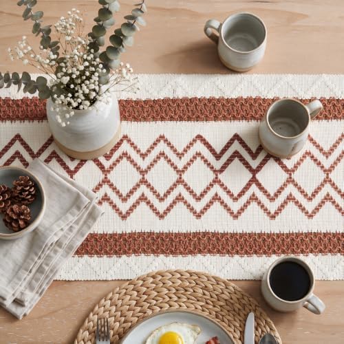 Artoid Mode Caramel Stripe Diamond Woven Table Runner 12x72 Inch - Image 3
