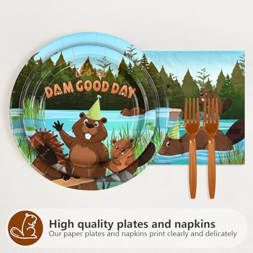 96Pcs Beaver Birthday Party Decorations Serves 24 - Image 4