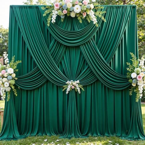 50x12 ft Forest Green Backdrop Curtains for Weddings, Birthdays and Photos - Image 2