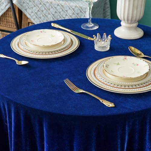 GLORY SEASON Velvet Tablecloth Luxurious Solid Round Table Cloth,Oblong Retro Farmhouse Ruffle Tablecloths Washable Table Cover for Party Wedding Baby Shower Kitchen Dinning Tabletop Decoration - Image 3