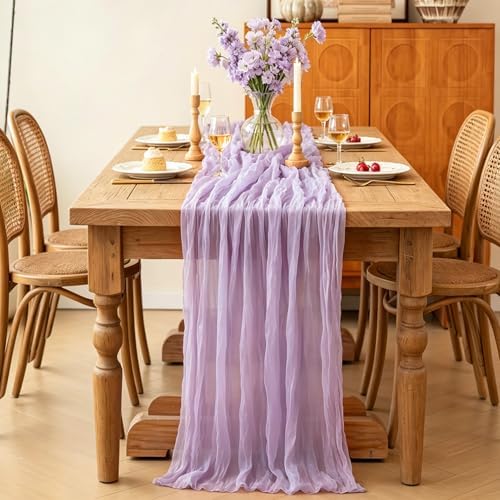 Purple Table Runner, 10FT Boho Lavender Lilac Cheesecloth Table Runner for Romantic Wedding Butterfly Birthday Baby Shower Bridal Shower Party Decorations - Image 6
