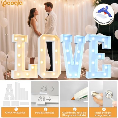 Pooqla 3 FT Marquee Letters, Light Up Letter Q, Cool White and Warm White - Image 3