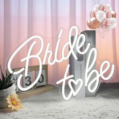 Bride to be Neon Sign 16.5 x 11.6 Inch White LED Neon Signs for Wall Decor by Bernicekelly