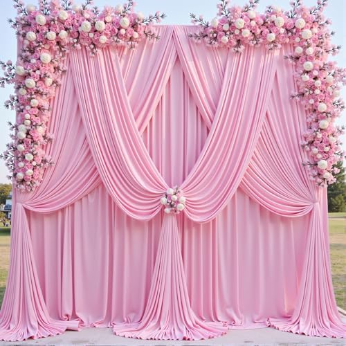 30ftx10ft Pink Backdrop Curtains for Party Background, Wrinkle Free Pink Photo Curtains Backdrop Drapes 6 Panels Back Drop Cloth for Wedding Birthday Photography Baby Shower Decor - Image 6