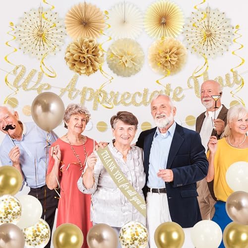 Vlipoeasn Champagne Gold We Appreciate You Banner Decorations with Sash - Image 4