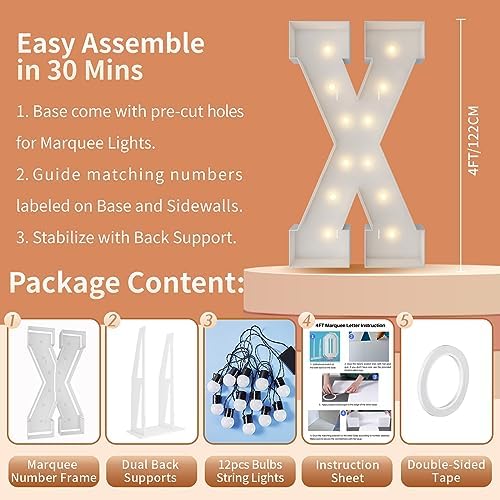 4FT Marquee Letters, Large Light Up Letters X for XV Birthday Party Decor - Image 5