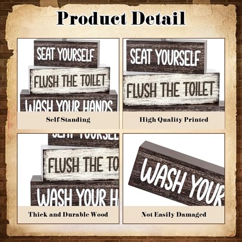4 Pcs Highland Cow Bathroom Western Wooden Table Decor - Image 4