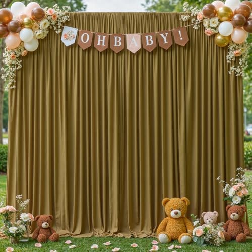 8x10FT Light Brown Backdrop Curtains for Wedding Parties, Wrinkle Free Polyester Photography Backdrop Drapes for Wedding Baby Shower Birthday Parties Stage Background Stand Decorations 4x10ft,2 Panels - Image 5
