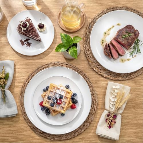 KIRE 200PCS Silver Plastic Plates - White Plastic Plates with Silver Rim Include 100 Dinner Plate and 100 for Dessert/Salad Plate for Birthday/Wedding/Party/Christmas - Image 3