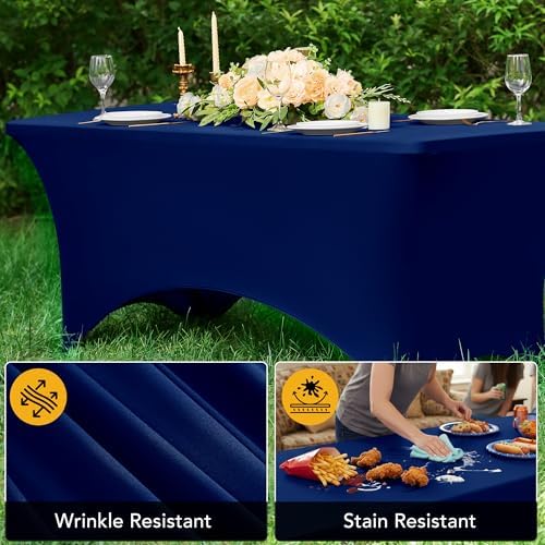6-Pack Navy Blue Spandex Tablecloths for 6ft Rectangle Tables - Image 4