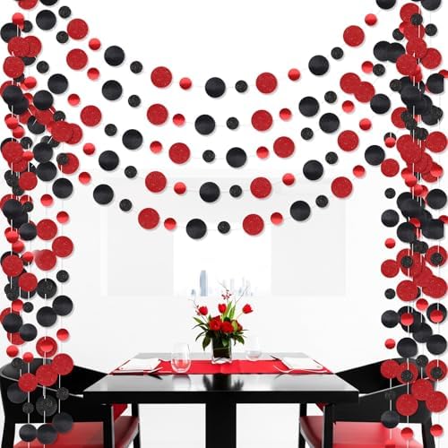 Outus 5 Pieces Black,Red Round Dots Garland Party Hanging Decor by Outus