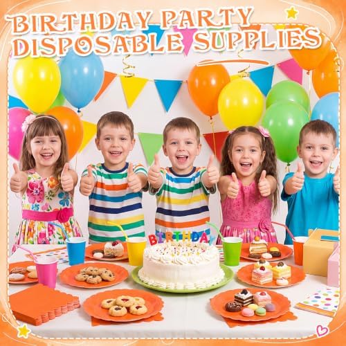 120 Pcs Fall Orange Paper Plates and Napkins,7in Disposable Plates - Image 6