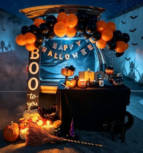 Halloween Balloons Black Orange Balloons Set, 50Pcs 12inch Black White Orange Confetti Latex Balloon Halloween Balloon for Celebration Party Bar Anniversary Graduation Decoration - Image 3