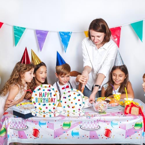 60PCS Happy Birthday Paper Plates and Napkins, Rainbow Dot, Kids - Image 5