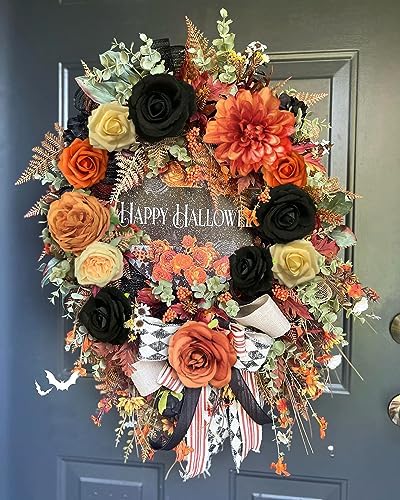 FACINOC Roses Artificial Flowers Fall Orange Black Bouquet Combo for Autumn - Image 5