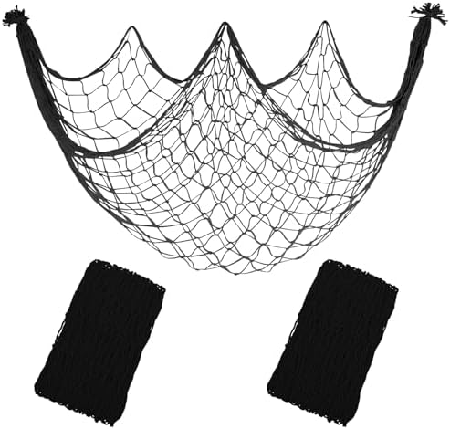 2 Pack Fish Net Decorations, 80x40 Inch Black Fishing Net Decor for Party by iHansee