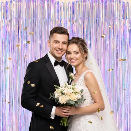 DECOCKRAT 3 Pack Foil Fringe Backdrop - Iridescent Shiny Tinsel Curtains for Party Decoration/Photo Booth Props - 3.3x8.2 FT Metallic Foil Backdrop for Birthday, Wedding, Graduation, Christmas. - Image 5