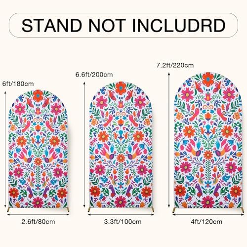 Set of 3 Arch Backdrop Cover Mexican Style 7.2ft 6.6ft 6ft Spandex Wrinkle Free Fitted Arch Background Top Chiara Arch Cover for Wedding Birthday Party Photography Arch Background - Image 4