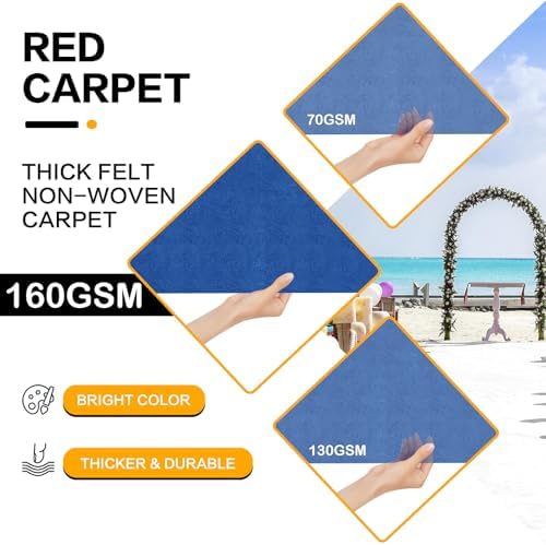 Royal Blue Carpet Runner for Party, Premium 160 GSM Felt Non-Woven Fabric Runway Rug for Party Wedding & Special Events,Rolled Package Without Creases (Royal Blue, 3X15 ft) - Image 4