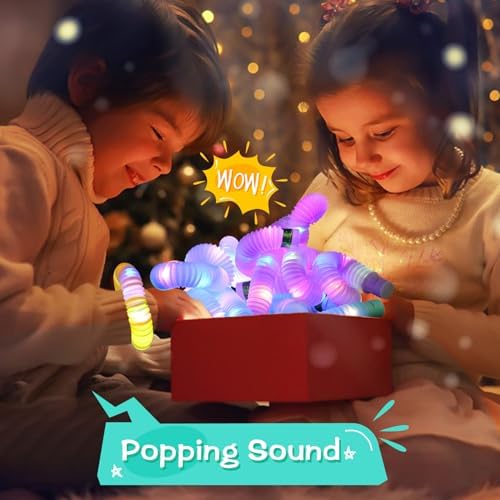 Light Up Glow Sticks Fidget Pop Tubes, 6 Pack Glow in The Dark Party Supplies Toddler Sensory Toys, Glow Stick Thanksgiving Christmas Party Favors Party Pack Gifts for Kids - Image 5