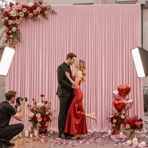 30x10ft Dusty Rose Backdrop Curtain Panels for Parties - Wrinkle Free Polyester Photo Curtain Backdrop Wedding Back Drop Fabric Drapes for Party Decorations Background for Photography - Image 5